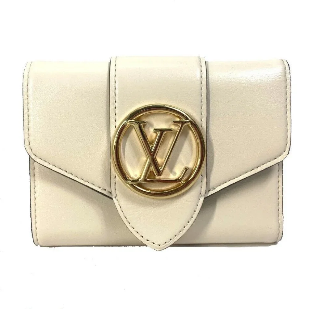 LOUIS VUITTON Portefeuille-LV Pont Neuf Trifold wallet Leather White